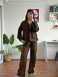 Oysho tasarım garnili takım (kahverengi)