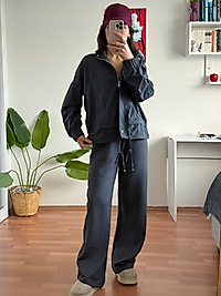 Oyşho  tasarım garnili takım (antrasit)