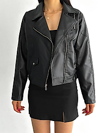 fermuar detay deri ceket