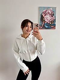 Korse detay hırka - krem