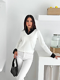 GÖMLEK DETAY BLUZ - krem