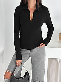 FERMUAR DETAY BLUZ-siyah